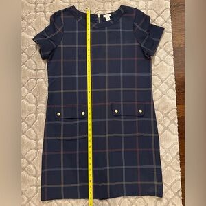 J crew size 8 short sleeve plaid dress zip back closure
